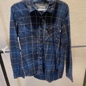Women's Vans Blue Plaid Flannel Size L